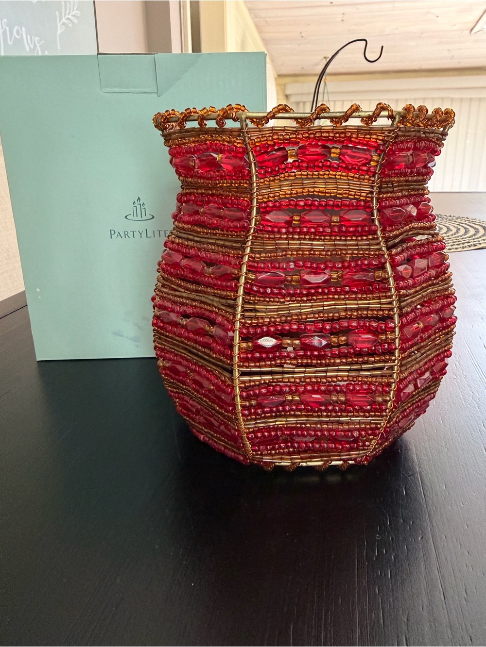 Embellished Beaded Red Bracelet with Gold Accents - Picture 2 of 5